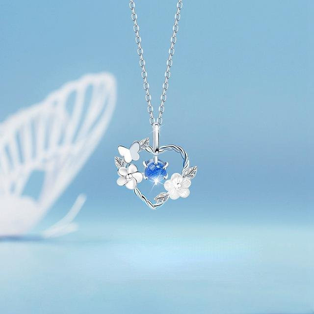 Allbestart Halskette, 925 Silber, Muschel Blume Herz, Weiß, Damen - Bild 1