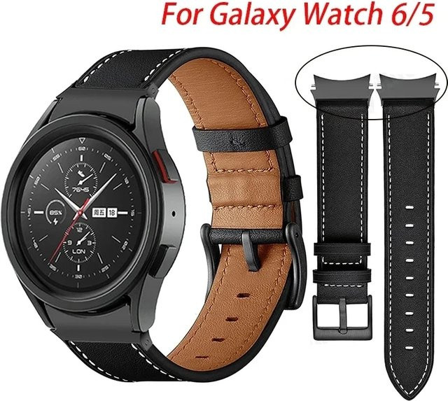 QCTOG Uhrenarmband Leder, Schwarz, Unisex - Bild 1