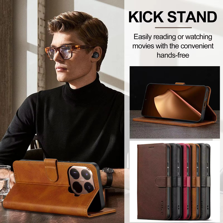 Luxuriöse Flip-Lederhülle für Xiaomi 17T 17T Pro 15T 15T Pro 14T 13T Pro als Brieftasche mit Kartenhalter in Schwarz oder Braun - Bild 5