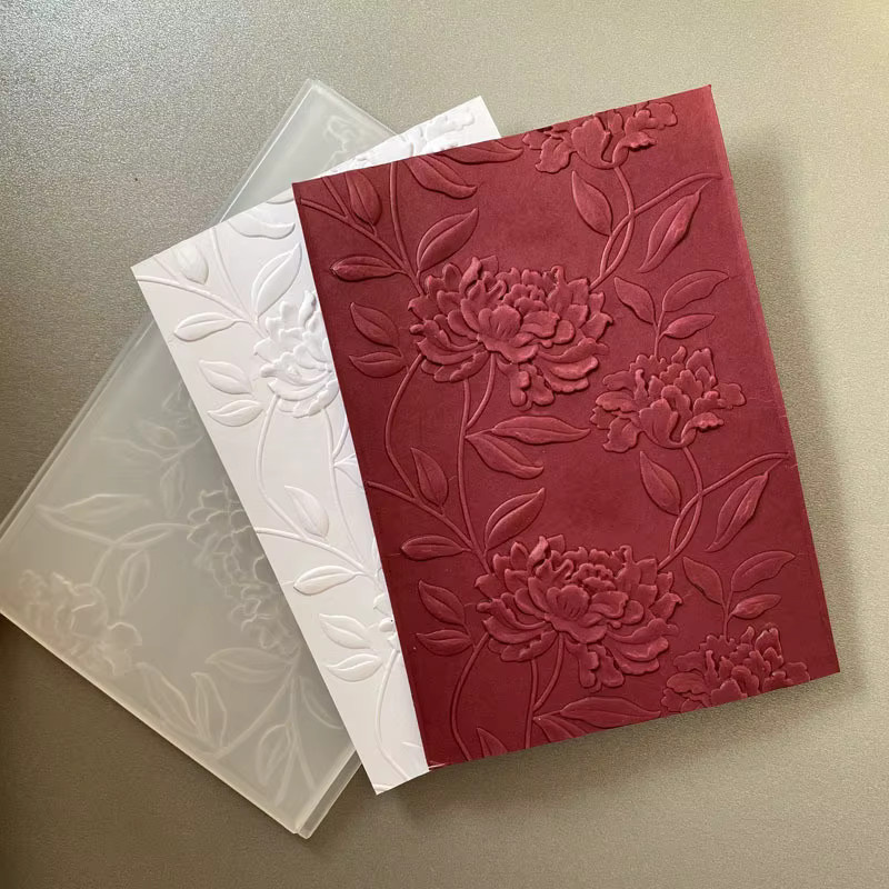 3D-geprägter Ordner mit weißem Fantasy-Blumendesign aus Kunststoff für Scrapbooking und Kartenherstellung - Bild 3