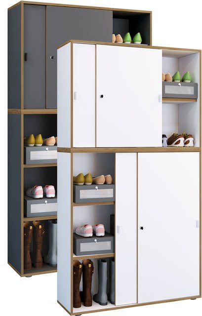 VCM Holz Büroschrank Salia Aktenschrank mit vier Schiebetüren und höhenverstellbaren Fachböden, Breite: 100 cm, Höhe: 183 cm, Tiefe: 37 cm - Bild 1