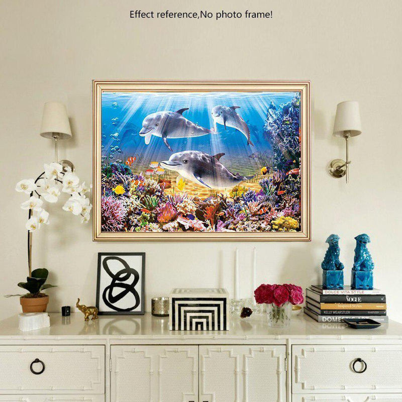 FIYO Diamond Painting Delfin Mosaik Set mit Strass Steinen, Mehrfarbig, B/H: 30 x 20 cm - Bild 2