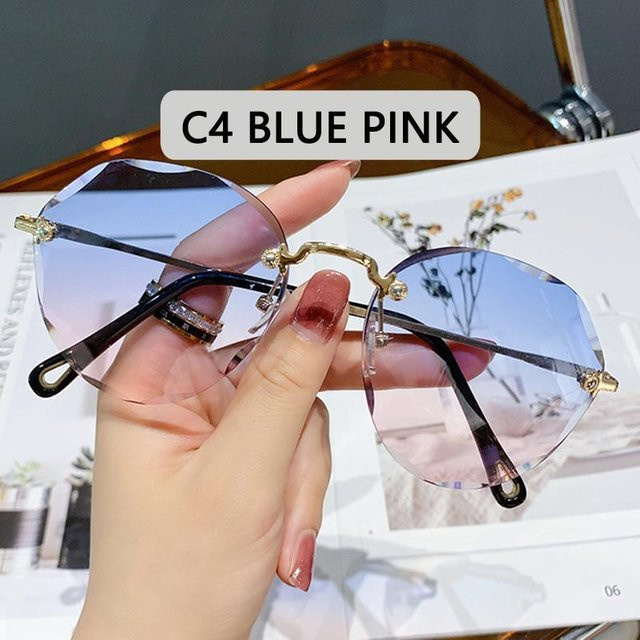 Sonnenbrille randlos, hexagonal, Metall, Braun, Unisex - Bild 1
