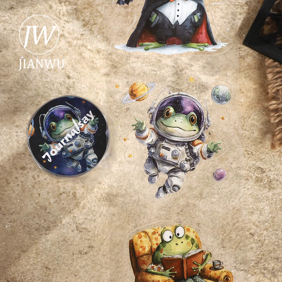 JIANWU Washi Tape mit Vintage Frosch-Landschaftsmotiv für Scrapbooking und DIY-Tagebuch, Mehrfarbig, Breite: 6 cm, Länge: 200 cm - Bild 3