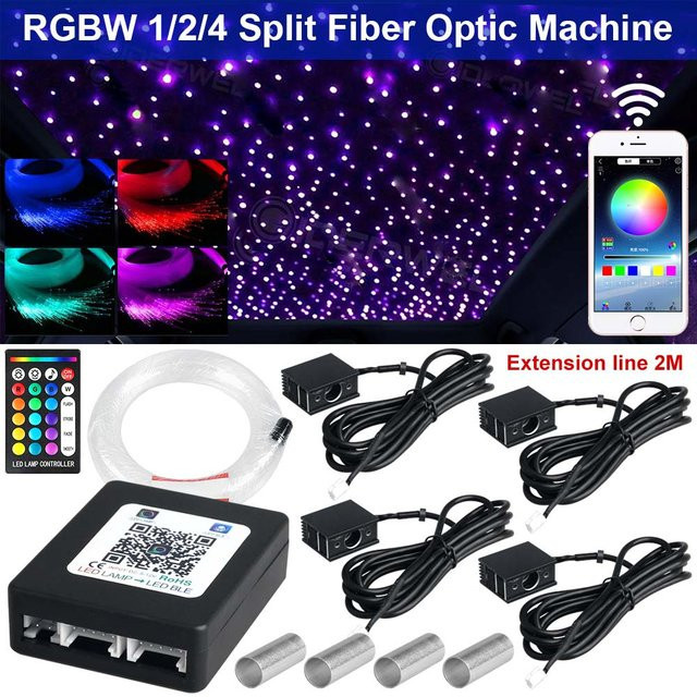 VASTFIRE RGBW Sternenhimmel Lichtset mit App-Steuerung und Glasfaser für Auto und Zuhause, Schwarz - Bild 1