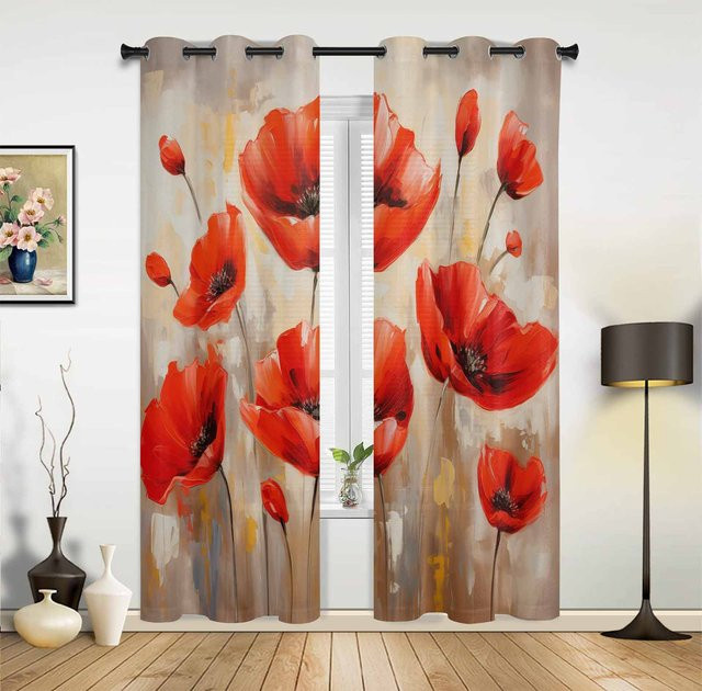 Super Six Fensterdekoration mit Musikbühnenlautsprecher und Gitarren-Motiv, halbtransparentes Polyester, Farbe: Rot, Breite: 135 cm, Höhe: 60 cm - Bild 1