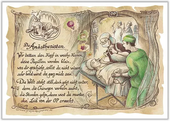 Zunftbild Anästhesist als Vintage Paper Poster in A4 auf Antikpapier, Mehrfarbig - Bild 1