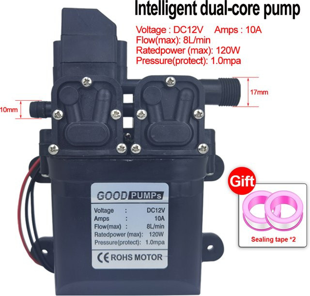 xmshxltd Hochdruck-Membranwasserpumpe mit Automatik, 12V DC, 120W, 8L/Min, selbstansaugend - Bild 1