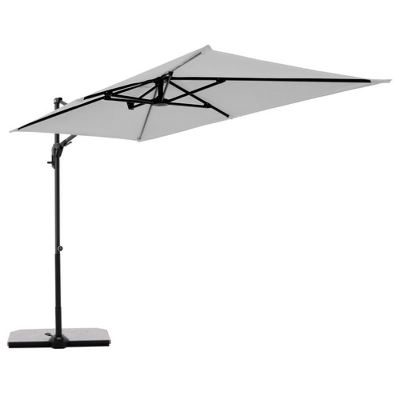 Doppler Ampelschirm Hellgrau mit Dreh- und Neigungsfunktion aus Aluminium und recyceltem Polyethylen-Gewebe, B: 245 cm, T: 135 cm, H: 235 cm - Bild 2