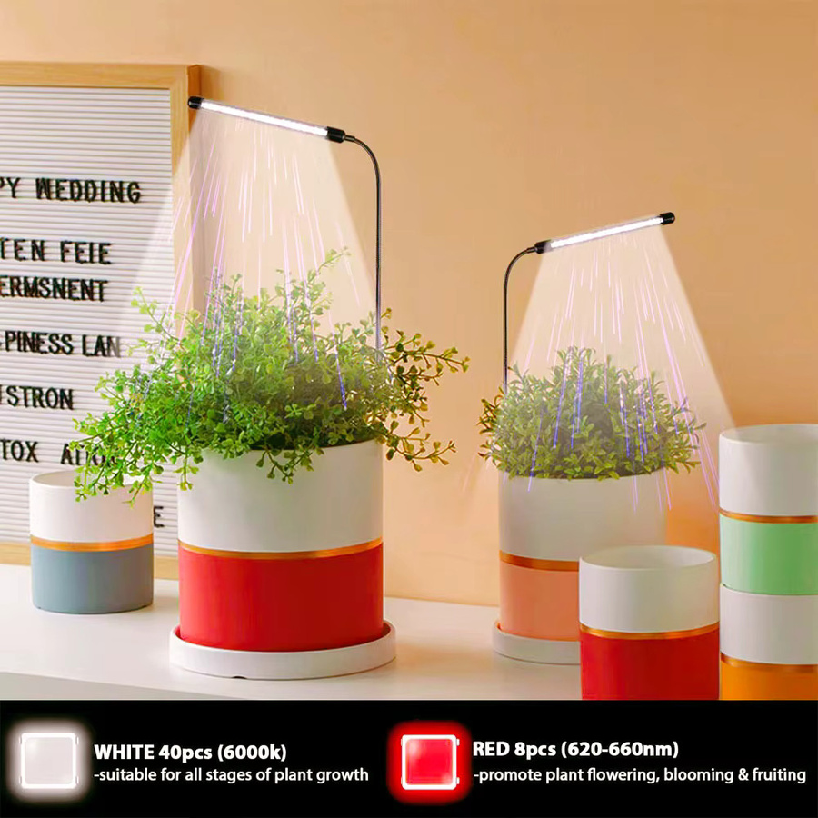 Dimmbare Plug-and-Play Vollspektrum-Pflanzenwachstumslampe mit USB-Timer in Schwarz für die Innenraumbegrünung - Bild 4