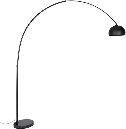 QAZQA Moderne Bogen Stehlampe Schwarz mit Marmorfuss, dimmbar und höhenverstellbar, Höhe: 248 cm, Breite: 60 cm, Tiefe: 38 cm