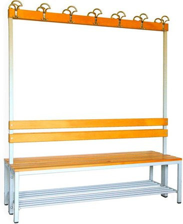 SZAGATO Umkleidebank im Industrial Design aus Stahl und Buchenholz, grau, B/H/T: 60 x 170 x 150 cm - Bild 1