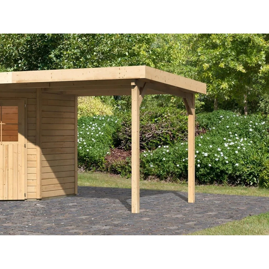 Karibu Anbaudach für Gartenhaus Neuruppin in Naturbelassen und Rustic Brown - Bild 2