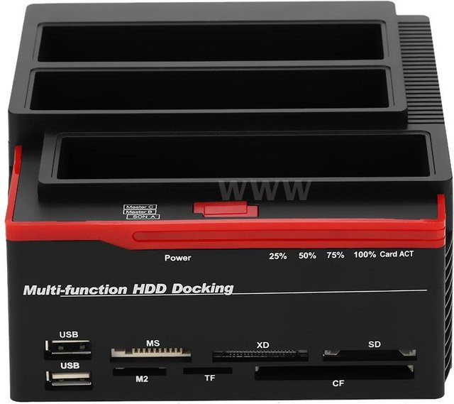 TOMTOP JMS USB 3.0 zu 2 SATA Externe HDD Festplatten Dockingstation für 2,5 und 3,5 Zoll in Schwarz - Bild 1