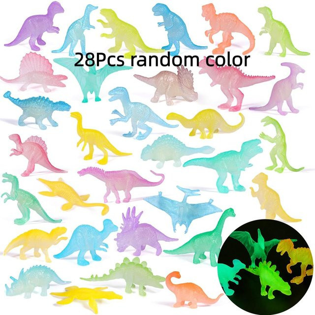 28 Stück Leuchtende Dinosaurier-Spielzeuge, Mini-Leucht-Dinosaurier - Bild 1