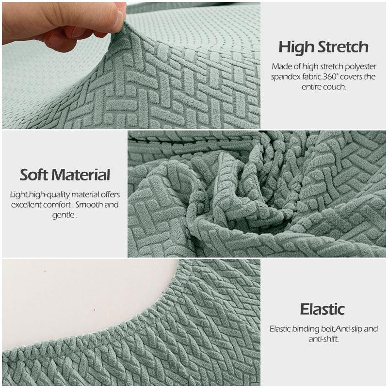 Leorate Gestrickter Jacquard-Sofa-Sitzbezug in Weinrot, waschbarer Stretch-Sofabezug für dein Wohnzimmer (50-63 cm) - Bild 1