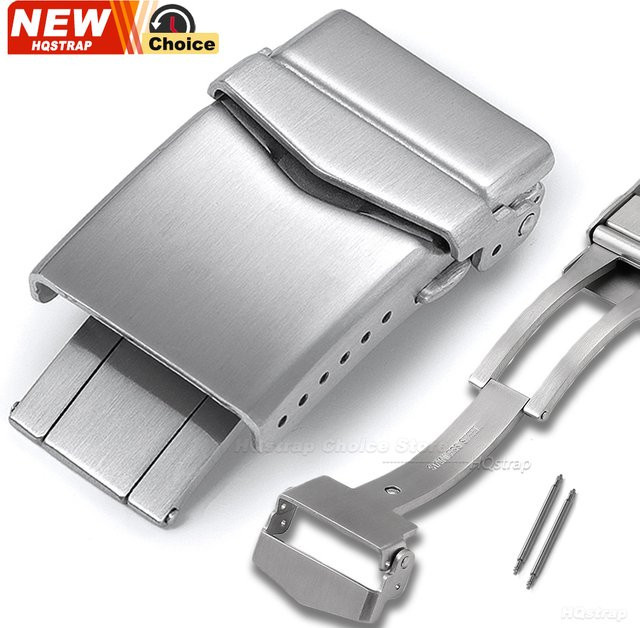 HQstrap Uhrenverschluss Edelstahl, Faltschließe, Silber, Schwarz, Unisex - Bild 1