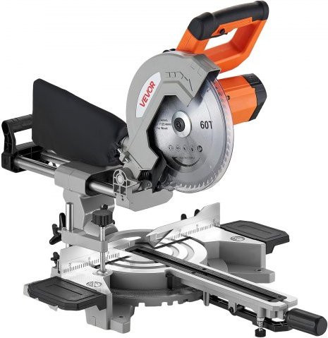 VEVOR Kappsäge mit Gleitschlitten, 1800W Hochleistung, 254 mm Sägeblatt, Orange, für Holz, Metall und Laminat - Bild 1