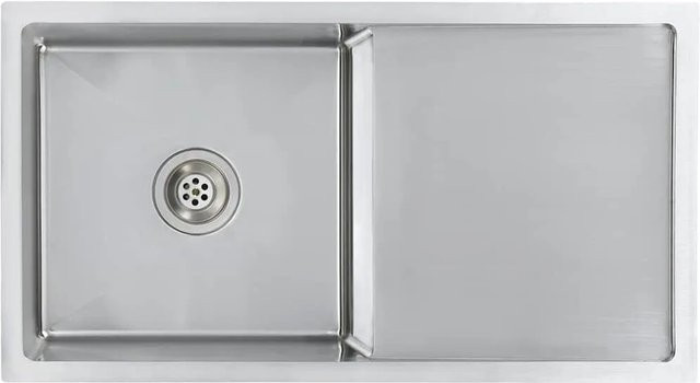 vidaXL Handgefertigte Küchenspüle aus Edelstahl in Silber, Einbauspüle B/T/H: 87 x 44 x 20 cm - Bild 1