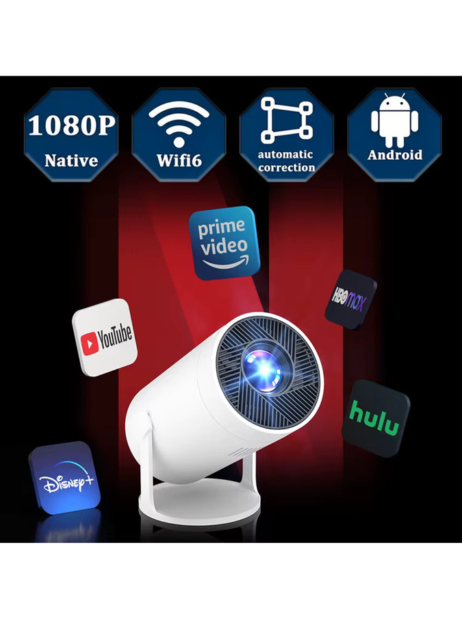 MAOHUTER Tragbarer Smart Heimprojektor in Weiß mit WLAN, 1080P 4K Videowiedergabe, Schnellfokus und eingebauten Lautsprechern zur Bildschirmspiegelung - Bild 7