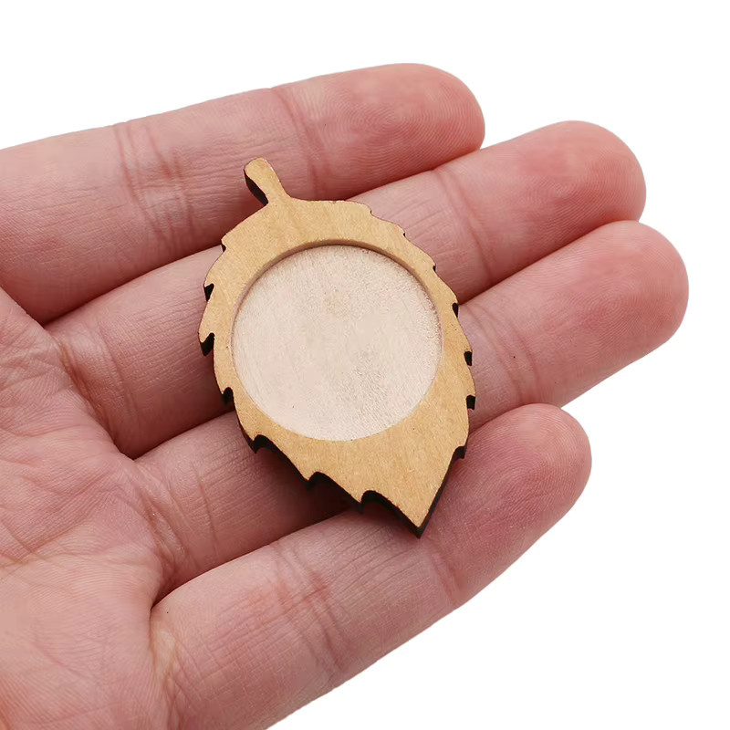 Aiovlo Broschenschalen Holzblätter, 25 mm, Rohlinge - Bild 2