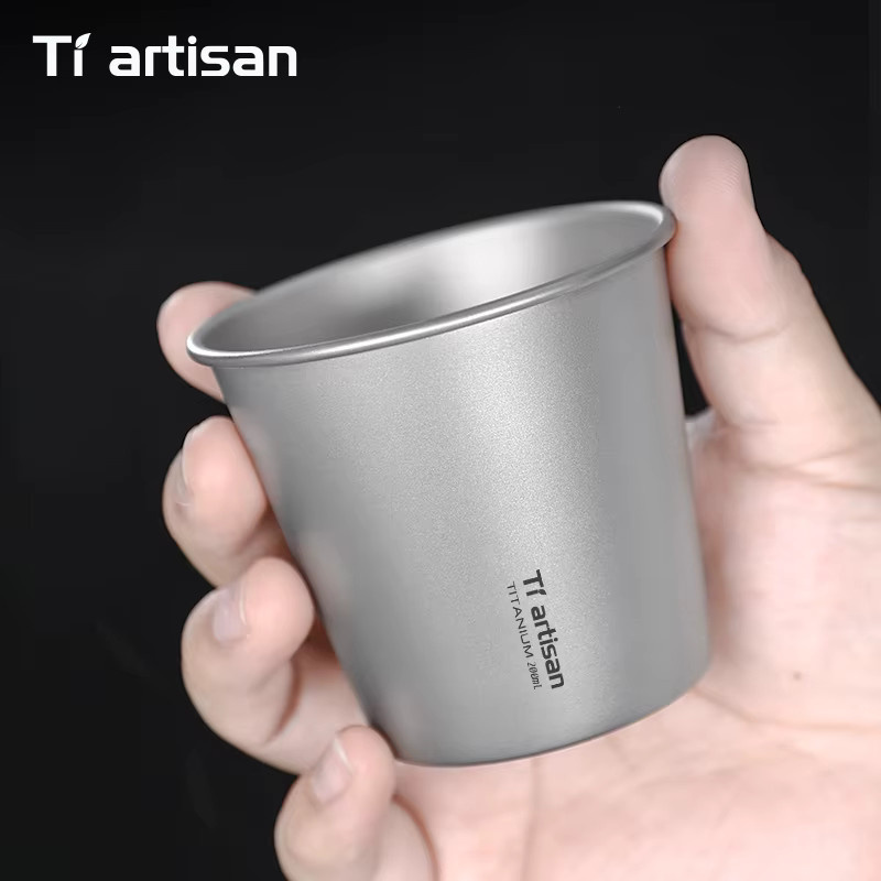Tiartisan Titan Bierbecher aus reinem Titan, ultraleicht und stapelbar, Silber, 200 ml - Bild 4