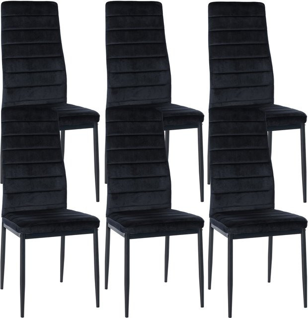 6er Set Esszimmerstühle Mayfair von CLP in Schwarz mit Samt- oder Kunstlederbezug und Metallgestell - Bild 1