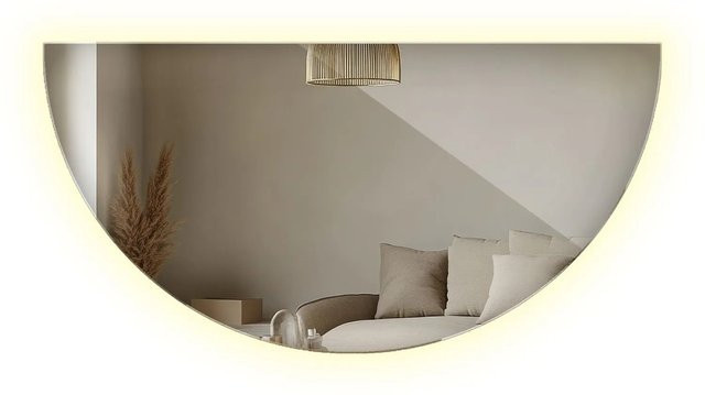 Wallfluent Spiegel mit LED-Beleuchtung in Neutralweiß 4000K, halbrunde Form für Bad und Ankleidezimmer, B: 50 cm, H: 100 cm - Bild 1