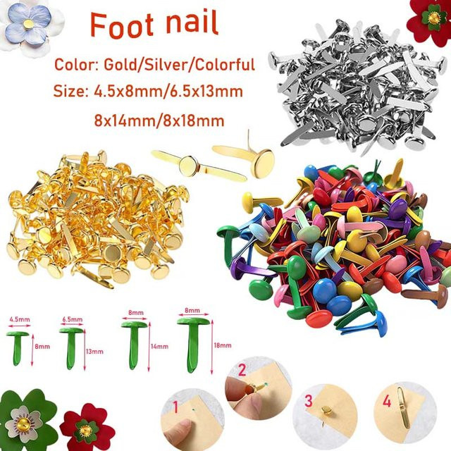 100 Stück Mini Metall Splitpins in verschiedenen Farben für DIY Scrapbooking und Bastelarbeiten - Bild 1