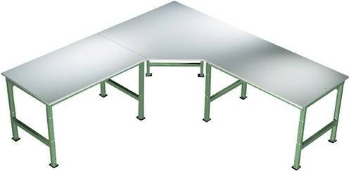 Manuflex AU0041.6011 Universal Fünfeck-Verkettungselement mit Melamin-Platte in Resedagrün (RAL 6011) für Tischtiefe 80 cm - Bild 1