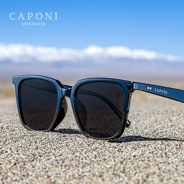 CAPONI CP23042 Sonnenbrille, Herren, Vollrand, Square, Schwarz, polarisiert - Bild 1
