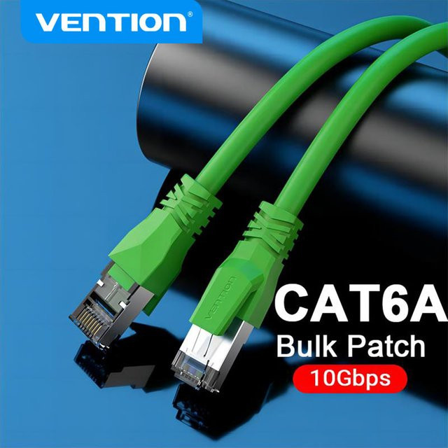 Vention Cat6A Ethernet-Kabel SFTP Patchkabel mit RJ45 Anschluss in Grün für 10 Gbit/s LAN-Verbindungen - Bild 1