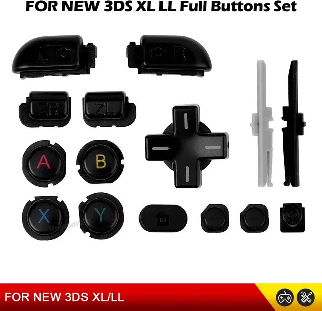 Nintendo Ersatzteil-Set für New 3DS XL LL in Schwarz mit ABXY-Tasten, D-Pad, LR, ZL, ZR und Home-Taste - Bild 1