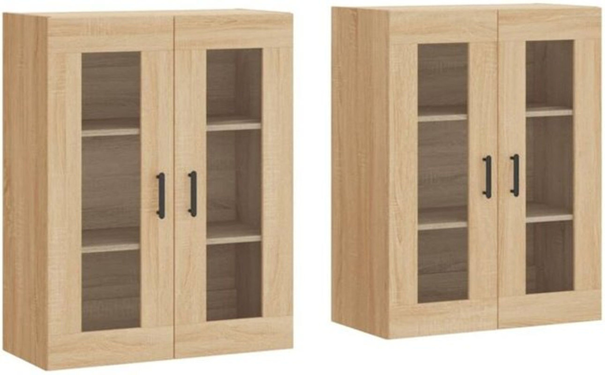 Vidaxl Wandschränke 2er Set in Sonoma-Eiche Natur aus Holzwerkstoff mit Glas und Drehtüren, Modern - Bild 1