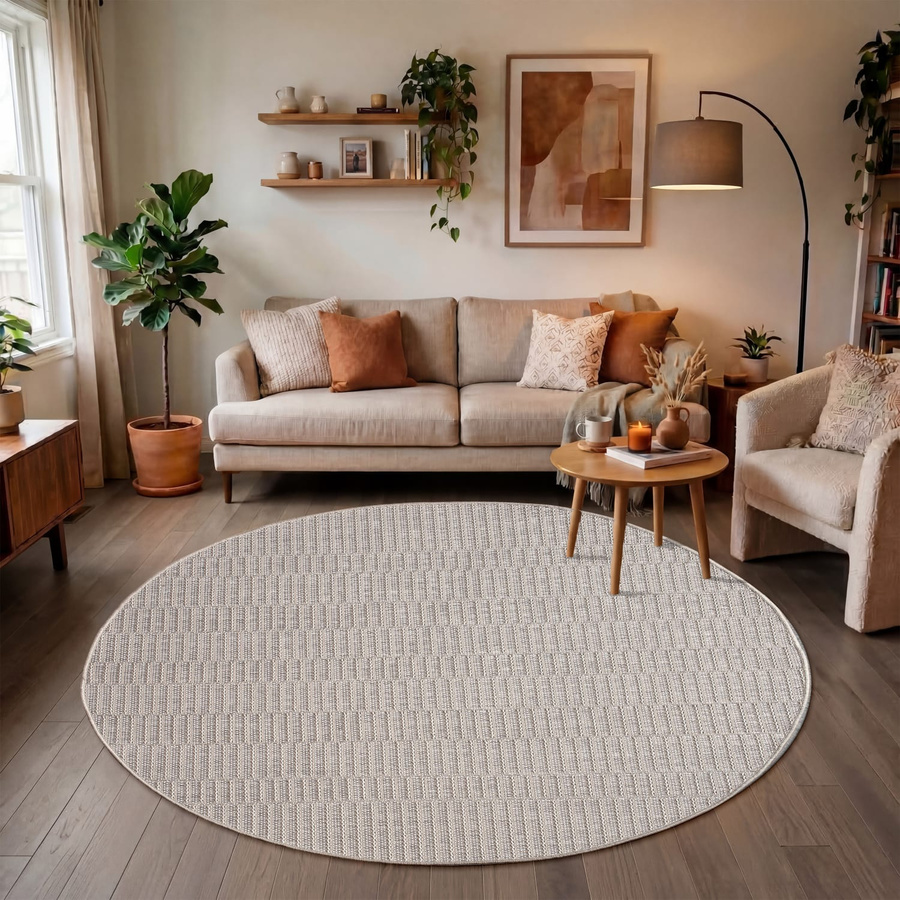 Verona In- & Outdoor-Teppich beige rund Durchmesser: 200 cm - Bild 2