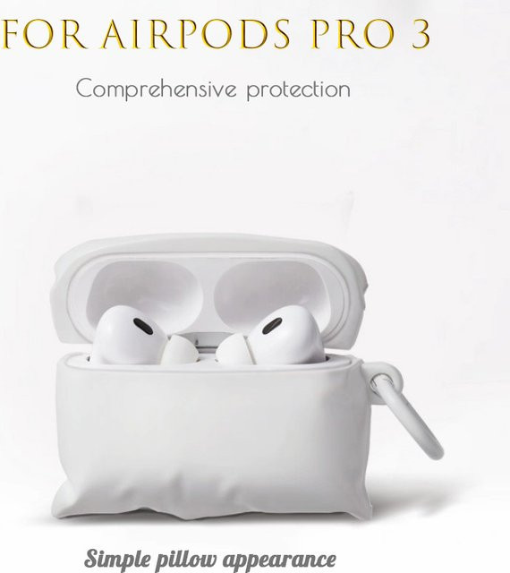 Silikon Schutzhülle im kreativen Kissen-Design für Apple AirPods Pro und AirPods 4 in Weiß - Bild 1