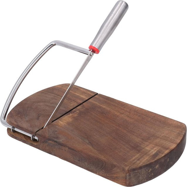 CosyHome Käseschneider Block aus Holz mit Draht zum Schneiden von Käse, Wurst und Schinken, Grau/Braun, Rechteckig - Bild 1
