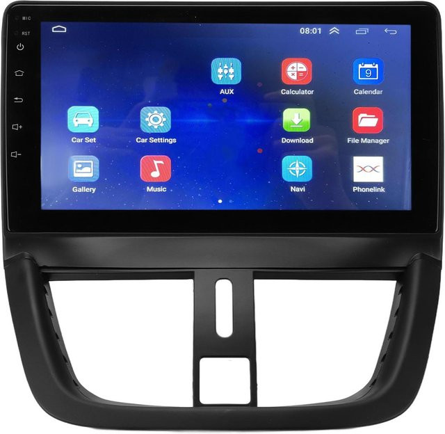 Aimo 9 Zoll Multimedia Autoradio mit GPS, Bluetooth und Wi-Fi für Peugeot 207 (2006-2012), Quad Core, 1GB RAM, 16GB Speicher, Schwarz - Bild 1
