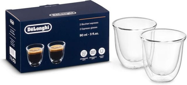 De'Longhi Doppelwandige Espressogläser DLSC310, 2er-Set, transparent, 90 ml - Bild 2