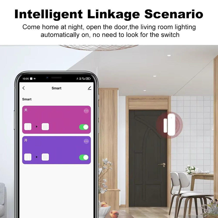 Intelligenter Zigbee 3.0 Tür- und Fenstersensor in Weiß für Smart Life und Sprachsteuerung zur Einbrucherkennung - Bild 2