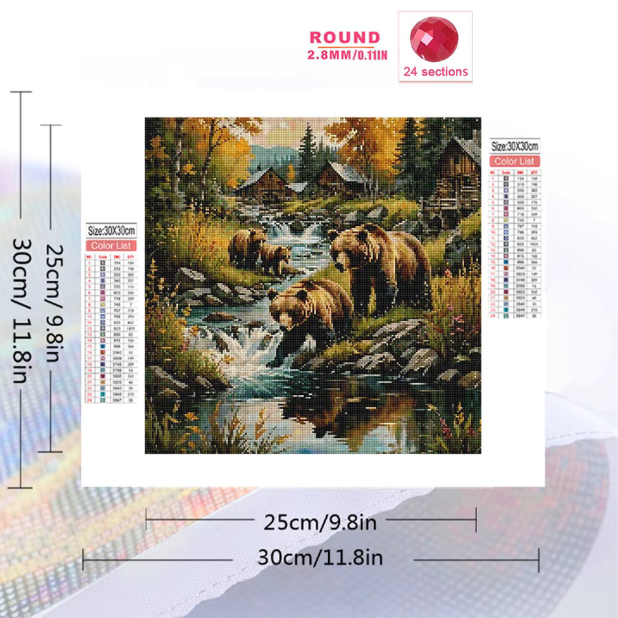 Momoart 5D DIY Diamantmalerei Bären-Tiermuster mit runden Steinen in Multicolour für Erwachsene und Anfänger, B/H: 20 x 20 cm - Bild 2
