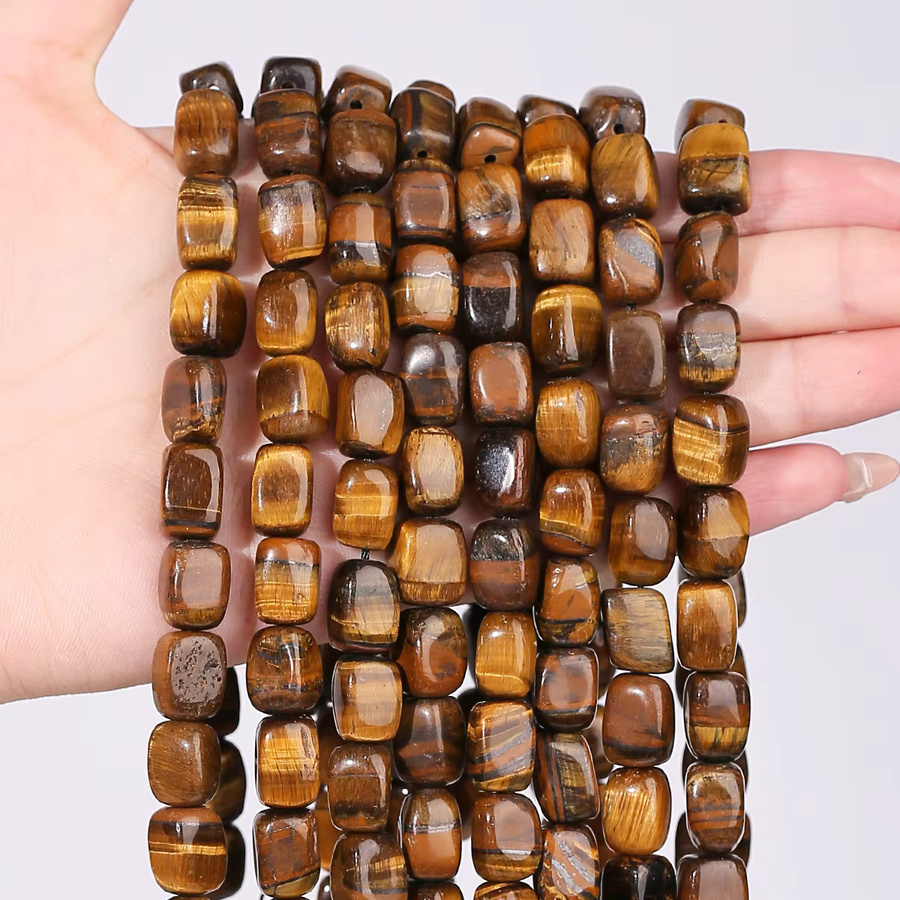 Distanzperlen Tigerauge, quadratisch, gelb, Unisex - Bild 5