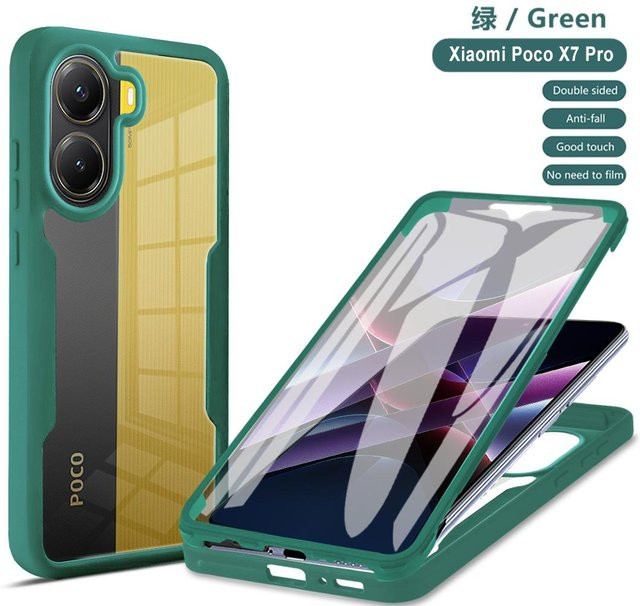 Transparente 360° Vollkörper Schutzhülle für Xiaomi Poco F7 Ultra, stoßfeste Hartschalenabdeckung mit Displayschutz - Bild 1