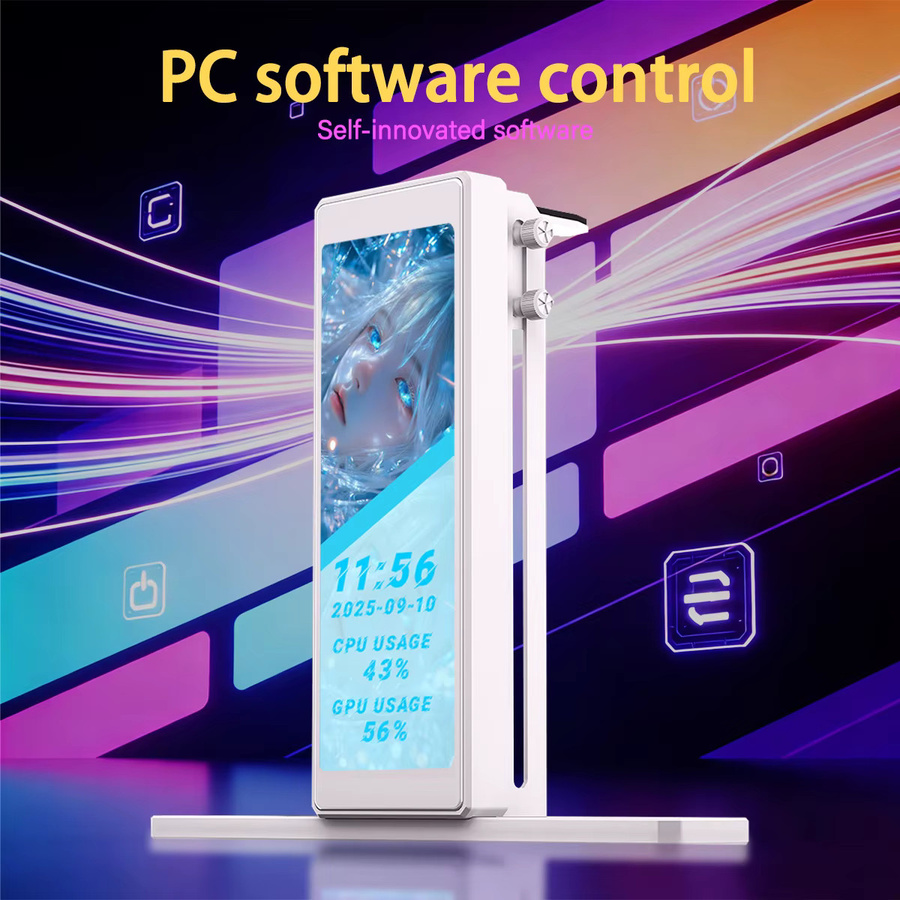 AuyiHomu 4,58 Zoll IPS PC-Gehäuse Sekundärbildschirm als USB Echtzeit-CPU/GPU-Hardware-Monitor in Schwarz - Bild 4
