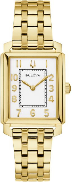 Bulova Damenuhr, Quarz, Edelstahl, Eckig, 25x37 mm, Weiß - Bild 1