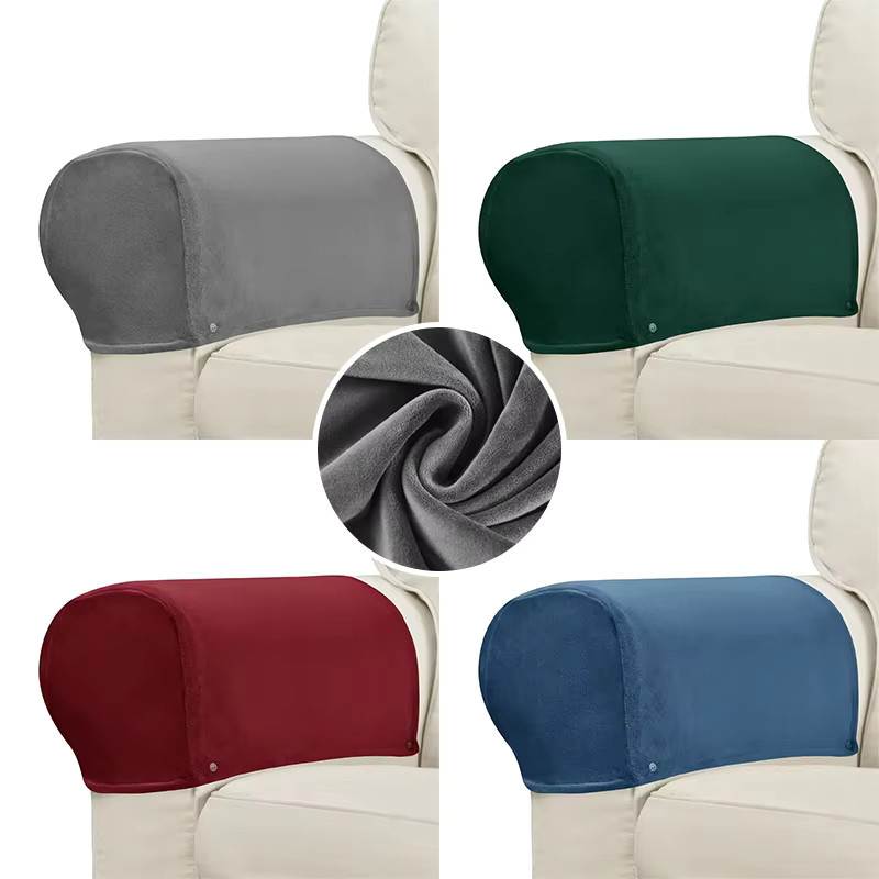 2-teiliges Set WANERQU Samt-Armlehnenbezüge für Sofas und Sessel, rutschfest und dehnbar, Grau - Bild 4