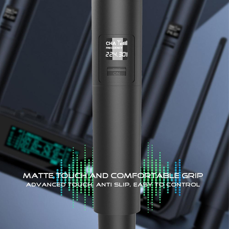 Andoer Drahtloses Mikrofonsystem mit Handmikrofon und V-Band-Rauschunterdrückung in Schwarz - Bild 5