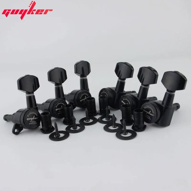 Guyker Locking-Gitarrenmechaniken in Schwarz mit einem Übersetzungsverhältnis von 1:18, 1 Set - Bild 1