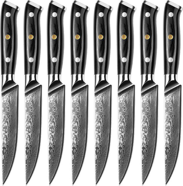 Sunnecko Steakmesser Set aus Damaststahl, 1-8 Teile, scharfes Küchenmesser für Fleisch und Tischgeschirr - Bild 1