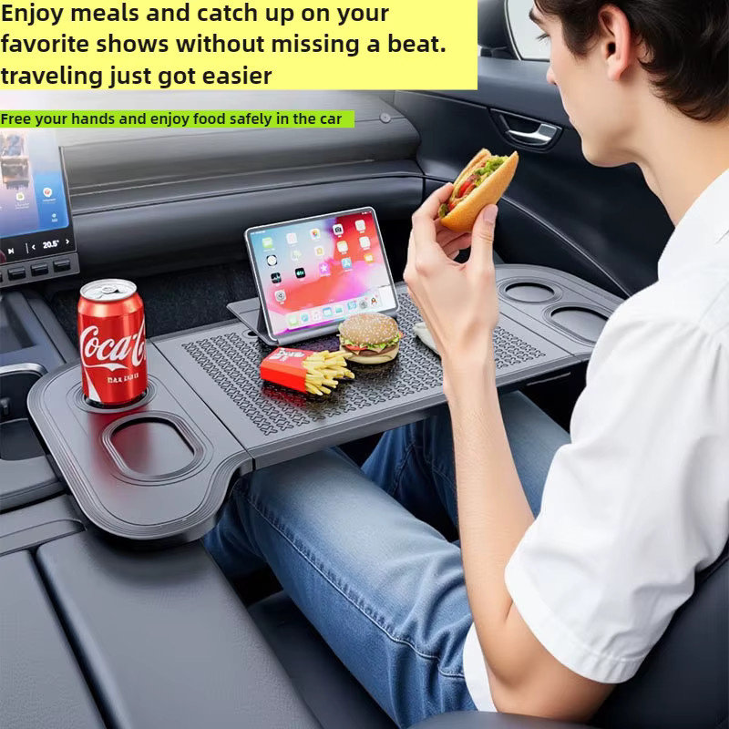HONGDAUTO Universeller Autotisch, faltbarer Laptop- und Esstisch für Camping und Reisen, Schwarz, Rechteckig - Bild 4